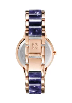 Discount 🔥 Anne Klein Round Navy 👩 Mother of Pearl Dial Rose Gold ⌚ Watch 😍 -Deals Anne Klein Store Belk 709