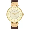 Promo 🎁 Anne Klein Gold Round Bezel ⌚ Watch with Brown Leather Strap ⭐
