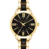 Cheap ⌛ Anne Klein Gold Tone Metal with Black Enamel Bracelet ⌚ Watch ⌛