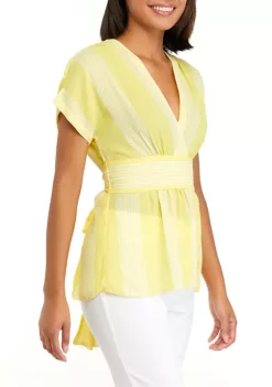 Outlet 🔔 Anne Klein 👩 Women's V-Neck Wrap Blouse with Tie 💯 -Deals Anne Klein Store Belk 772