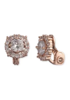 Budget 🛒 Anne Klein Rose Gold Tone Crystal Elevated Button Clip Earrings 🌟