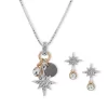 Promo ❤️ Anne Klein Tri Tone Crystal Star Pendant Necklace and Earrings Set 😉