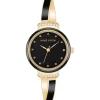 Outlet ✔️ Anne Klein Gold Tone and Black Enamel Bangle ⌚ Watch 🎉