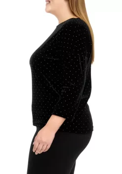 Deals 💯 Anne Klein Plus Size Dew Drop Dot Velour Sweater 😀 -Deals Anne Klein Store Belk 806