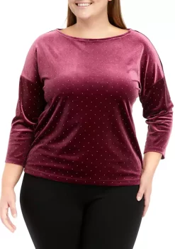 Deals 💯 Anne Klein Plus Size Dew Drop Dot Velour Sweater 😀 -Deals Anne Klein Store Belk 807