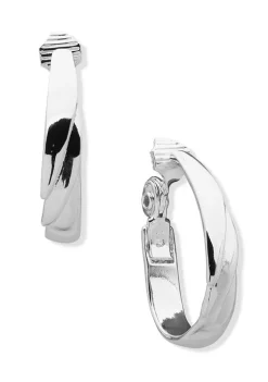Coupon 🎉 Anne Klein Silver Tone Tiered Hoop Clip Earrings 😉