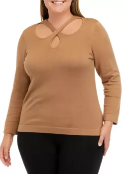 Buy ⌛ Anne Klein Plus Size Long Sleeve Crossover Top 😀 -Deals Anne Klein Store Belk 838