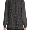 Outlet ❤️ Anne Klein 👩 Women's Long Sleeve Mini Dot Blouse 🛒