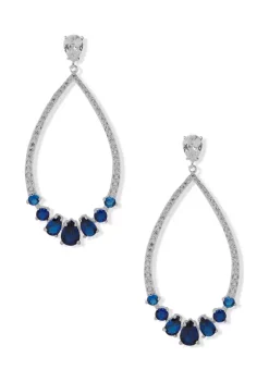 Budget 🎉 Anne Klein Silver Tone Sapphire Crystal Drop Post Earrings 😍
