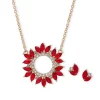 Best Sale 🔥 Anne Klein Gold Tone Red Crystal Cluster Pendant Necklace and Earrings Set 🧨