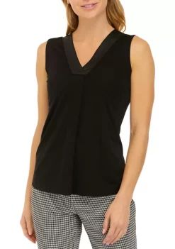 Outlet 🛒 Anne Klein 👩 Women's Harmony Knit Pleat Front Top 🎁