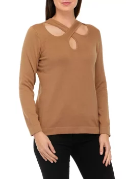 Deals 🎉 Anne Klein 👩 Women's Crossover Cut Out Sweater 😀