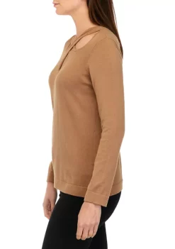 Deals 🎉 Anne Klein 👩 Women's Crossover Cut Out Sweater 😀 -Deals Anne Klein Store Belk 884