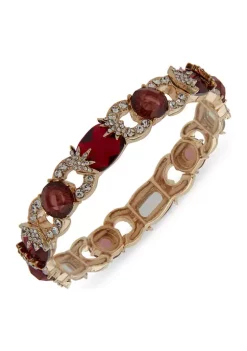 New ❤️ Anne Klein Gold Tone Red Doublet Stretch Bracelet 👏