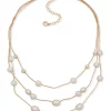 Best Pirce 💯 Anne Klein 16 Inch Satin Station Multi Row Blanc Pearl Necklace 🎁