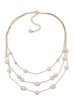 Best Pirce 💯 Anne Klein 16 Inch Satin Station Multi Row Blanc Pearl Necklace 🎁