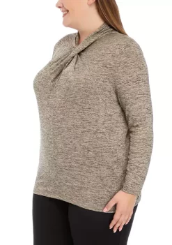 Flash Sale ❤️ Anne Klein Plus Size Long Sleeve Novelty High Twist Neck Top ✨ -Deals Anne Klein Store Belk 918