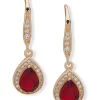 Best Sale 🎉 Anne Klein Gold Tone Red Lever Back Pear Drop Earrings 👍