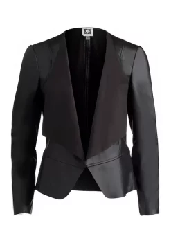 Budget ❤️ Anne Klein Plus Size Vegan Leather Drape Front Peplum Jacket 😍