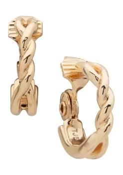 Wholesale ❤️ Anne Klein Gold Tone Twisted Hoop Clip Earrings 👍