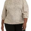 Outlet 😍 Anne Klein Plus Size Novelty Knit 3/4 Balloon Sleeve Pullover Sweater 🌟