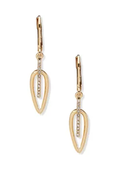 Best reviews of 🔔 Anne Klein Gold Tone White Leverback Drop with Pavé Earrings 🎁