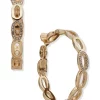 Buy 🌟 Anne Klein Gold Tone 43 Millimeter Crystal Link Hoop Clip Earrings 🤩