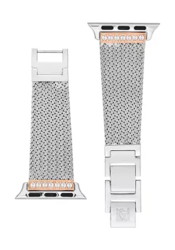 Buy 😉 Anne Klein Silver-Tone Stainless Steel Mesh Band with Crystal Accents compatible with 42/44/45/Ultra(49mm) Apple ⌚ Watch® 😉 -Deals Anne Klein Store Belk 967