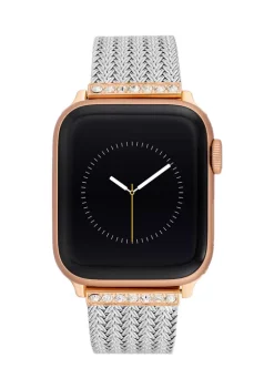 Buy 😉 Anne Klein Silver-Tone Stainless Steel Mesh Band with Crystal Accents compatible with 42/44/45/Ultra(49mm) Apple ⌚ Watch® 😉 -Deals Anne Klein Store Belk 968