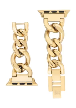Promo 🧨 Anne Klein Gold-Tone Mixed Metal Chain Bracelet compatible with 42/44/45/Ultra(49mm) Apple ⌚ Watch® ✨ -Deals Anne Klein Store Belk 976