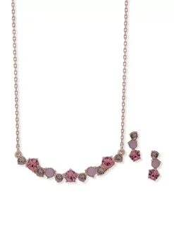 Best reviews of 🎉 Anne Klein Gold Tone 16+3" Pink Cluster Frontal Necklace and Earrings Set 👏